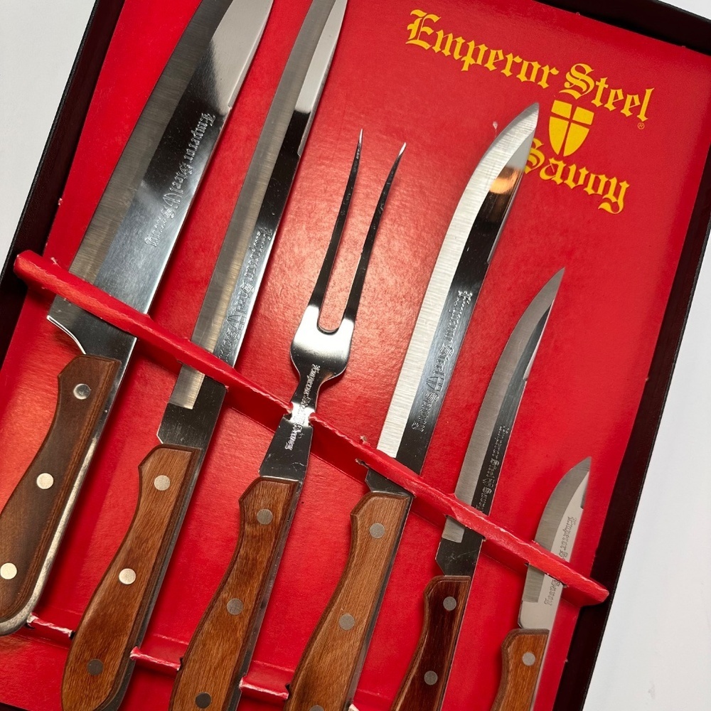 Vintage Emperor Steel Savoy Cutlery Set Stainless Steel Knives Original Box